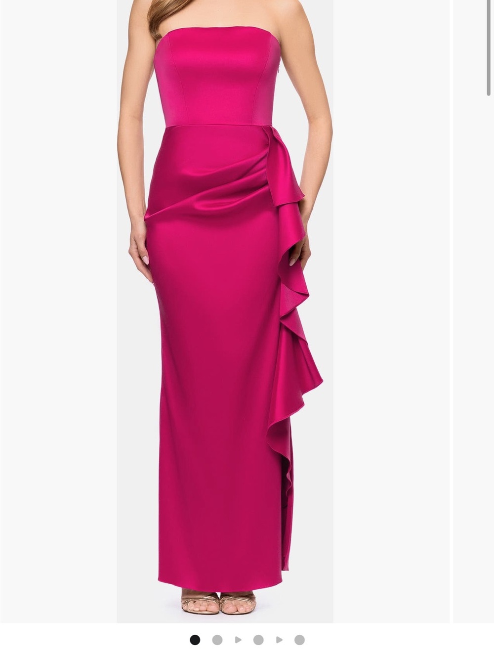 Betsy & Adam Strapless Ruffled Column Dress - Hot Pink